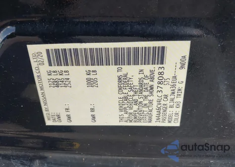 2020 Nissan Maxima Sv Xtronic Cvt from USA, damaged, VIN 1N4AA6CV4LC378083